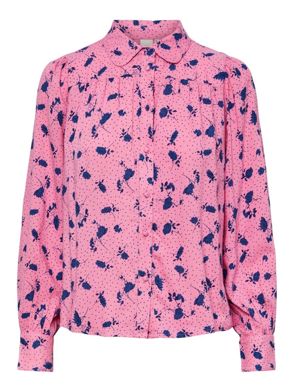 Yas Women’s Pink Floral Button-Front Blouse